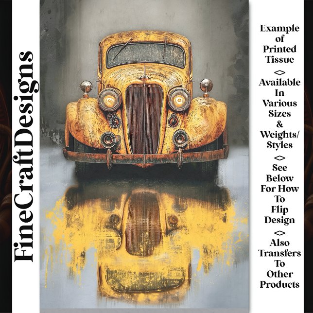 Rusty Retro Yellow Fiction Car AU7 Decoupage Seidenpapier (Von Creator hochgeladen)