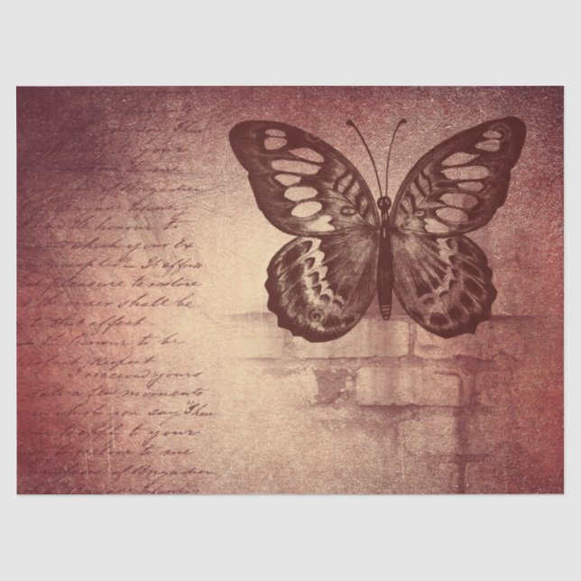 Rusty Rose Butterfly Dekoupage Tissue Paper Seidenpapier (Vorderseite)