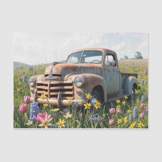 Rusty Spring Truck in einem Feld Entkopplung Seidenpapier (Vorderseite)
