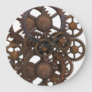 Rusty Steampunk Metal Gears Große Wanduhr