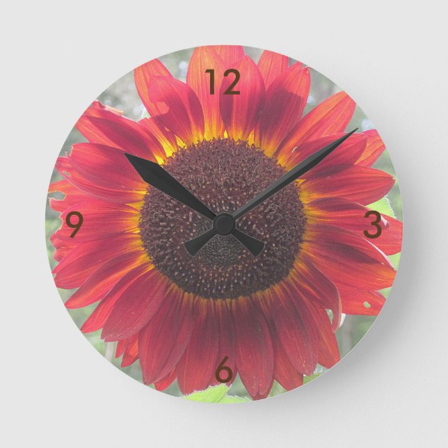 Rusty Sunflower Wall Clock Runde Wanduhr (Vorderseite)