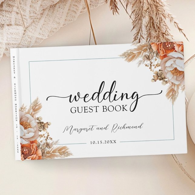 Rusty Terracotta Peony Floral Mariage Livre d'invi (Créateur téléchargé)