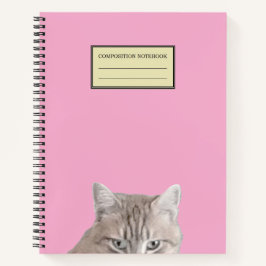 Rusty The Cat Peeking Pink Spiral Notebook Notizbuch