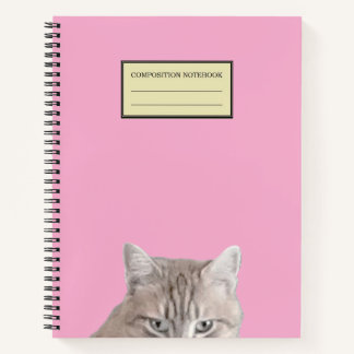 Rusty The Cat Peeking Pink Spiral Notebook Notizbuch