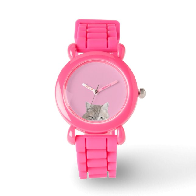 Rusty the Cat Pink Armbanduhr (Vorderseite)