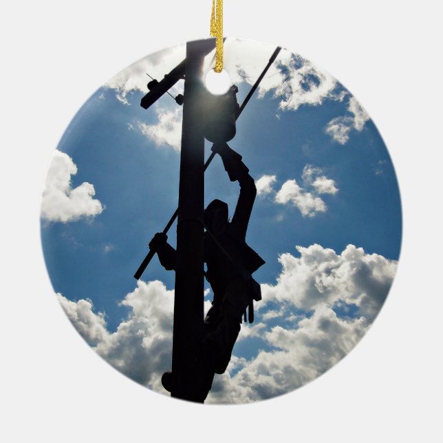 Rusty the Lineman Keramik Ornament (Hinten)