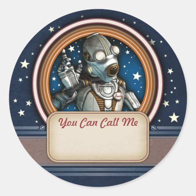 Rusty the Robot Name Tag Stickers (Vorderseite)