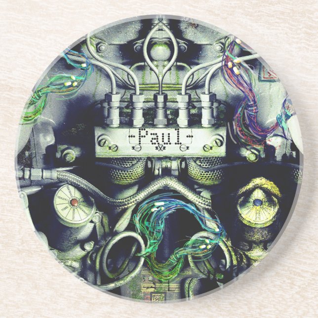 Rusty und Mossy Motor Doppelseitiges Dieselpunk Getränkeuntersetzer (Vorne)