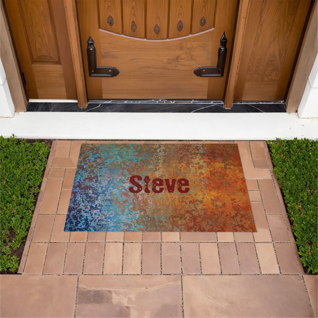 Rusty, Verdigris, Grunge Steampunk Personalisiert Fußmatte (Außenbereich)