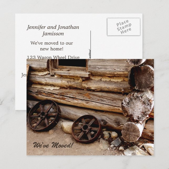 Rusty Wagon Wheels - Neue Adressenankündigung Ankündigungspostkarte (Vorne/Hinten)
