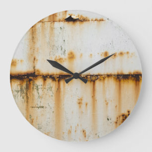 Rusty White Metal: Texturierte Oberfläche Große Wanduhr