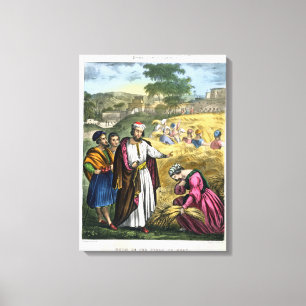 Ruth auf dem Gebiet von Boaz, von einer Bibel Leinwanddruck