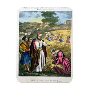 Ruth auf dem Gebiet von Boaz, von einer Bibel Magnet