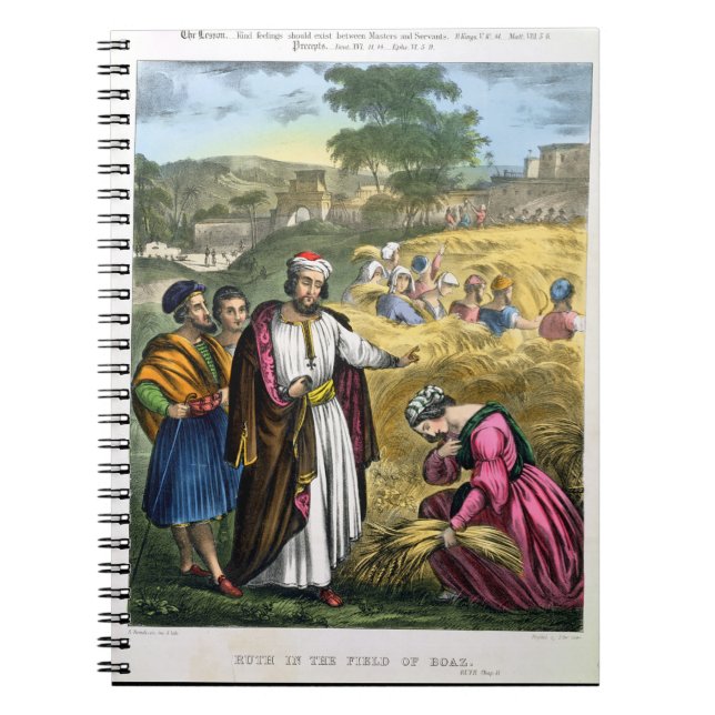 Ruth auf dem Gebiet von Boaz, von einer Bibel Notizblock (Vorderseite)