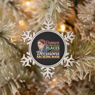 Ruth Bader Ginsburg Feministische Anwältin Richter Schneeflocken Zinn-Ornament