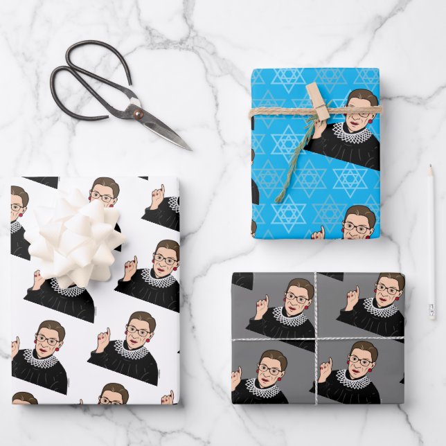 RUTH BADER GINSBURG Hanukkah Wrapping Paper Sheets Geschenkpapier Set (Vorderseite)