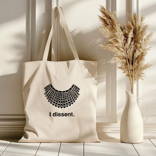 Ruth Bader Ginsburg I Dissent RBG Collar Tragetasche (Ruth Bader Ginsburg I Dissent illustrated tote bag.)