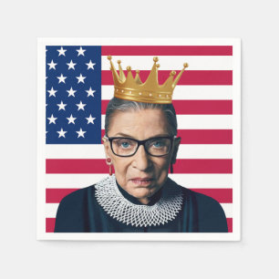 Ruth Bader Ginsburg Krone und USA-Flagge Serviette