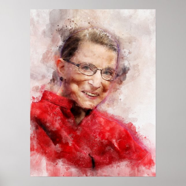 Ruth Bader Ginsburg Lächeln Wasserfarbportrait R Poster (Vorne)