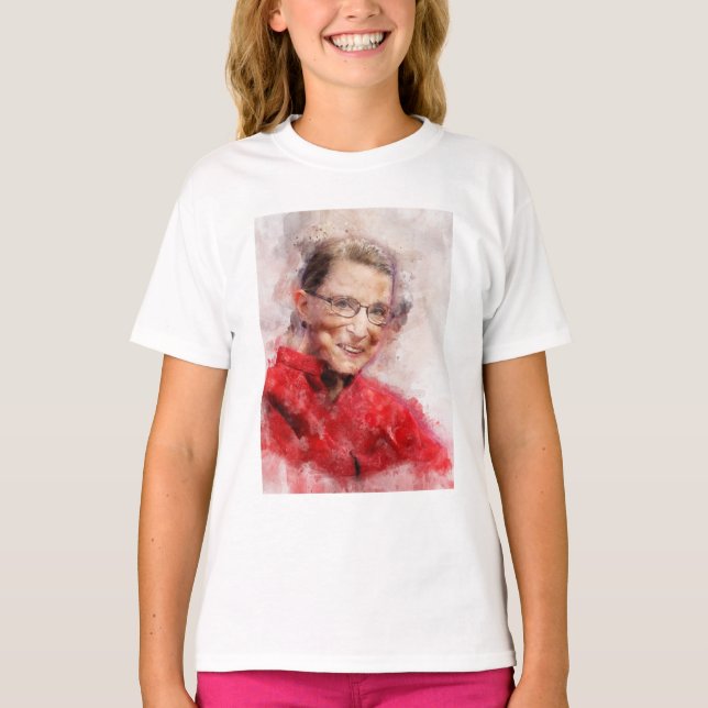Ruth Bader Ginsburg Lächeln Wasserfarbportrait R T-Shirt (Vorderseite)