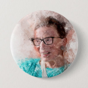 Ruth Bader Ginsburg Lächeln Wasserfarbportrait T Button