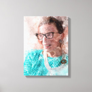 Ruth Bader Ginsburg lächelndes Wasserfarbenporträt Leinwanddruck