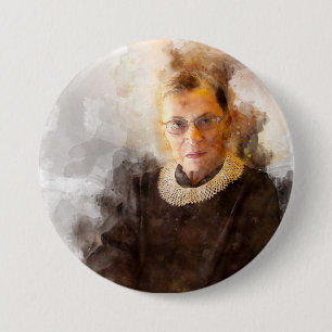 Ruth Bader Ginsburg mit Richter Robe Portrait Button