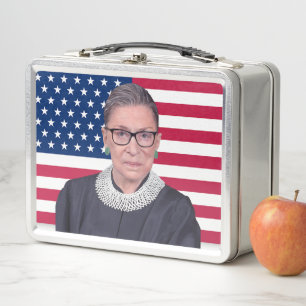 Ruth Bader Ginsburg mit USA-Flagge Metall Brotdose
