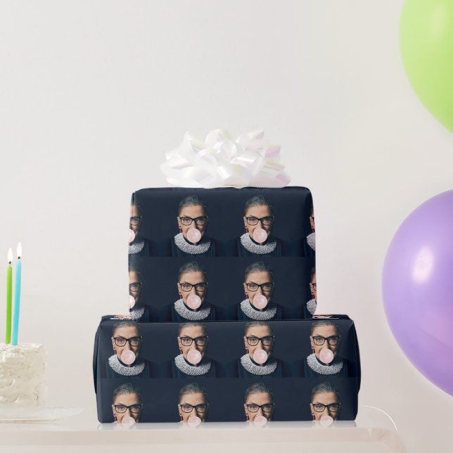 Ruth Bader Ginsburg Pink Bubble gum Geschenkpapier (Partygeschenke)