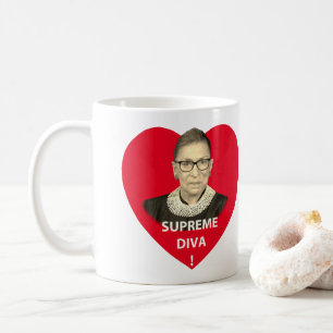 Ruth Bader Ginsburg Supreme Diva Farbton Rot Herz Kaffeetasse
