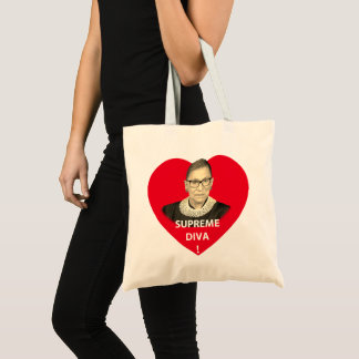 Ruth Bader Ginsburg Supreme Diva Tinted Red Heart Tragetasche