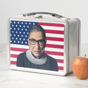 Ruth Bader Ginsburg und USA Flag Metall Brotdose