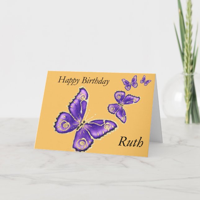 Ruth, carte de papillon de joyeux anniversaire (Devant)
