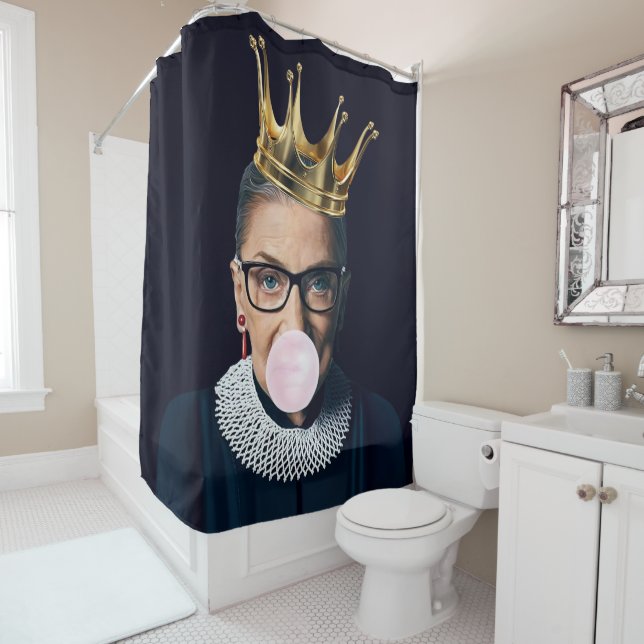 Ruth Ginsburg Goldkrone blüht rosa Kaugummi Duschvorhang (Beispiel)