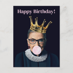 Ruth Ginsburg Krone rosa Kaugummi Happy Birthday! Postkarte