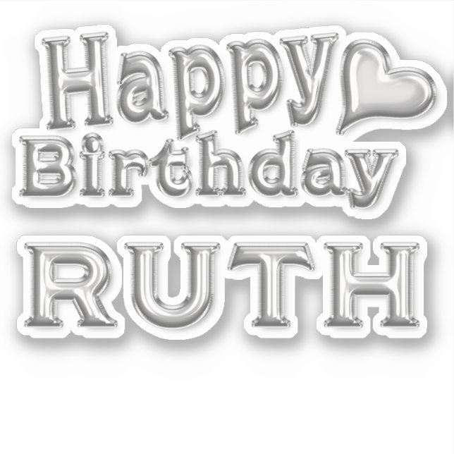 Ruth Happy Birthday silver Aufkleber Sticker (Vorderseite)