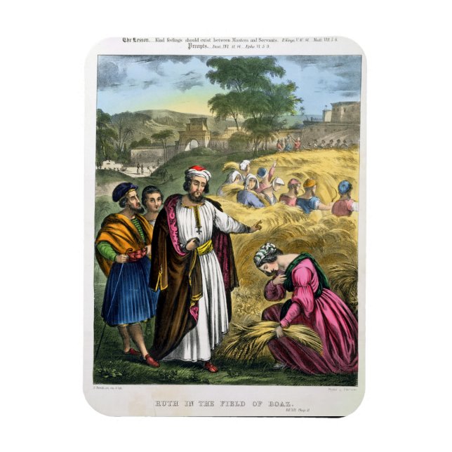 Ruth im Feld Boaz, aus einer Bibel, gedruckt von Magnet (Vertikal)