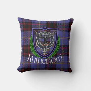 Rutherford Schottischer Clan-Tartan und Wappen Kissen