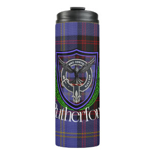 Rutherford Schottischer Clan-Tartan und Wappen Thermosbecher