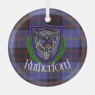 Rutherford-Schottischer-Clan-Tartan & Wappen Ornament Aus Glas