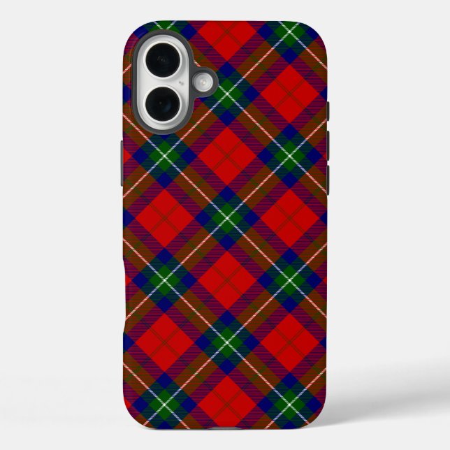 Ruthven Tartan Rot Blau kariert iPhone 16 Plus Hülle (Rückseite)