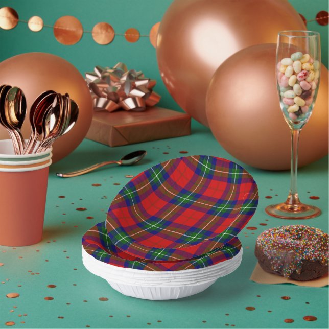 Ruthven Tartan Rot Blau kariert Pappteller (Multi)