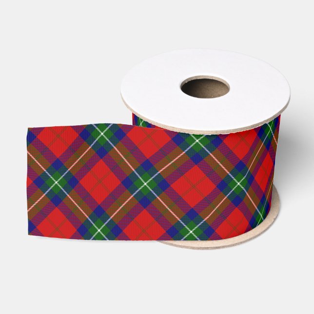 Ruthven Tartan Rot Blau kariert Ripsband (Spule)