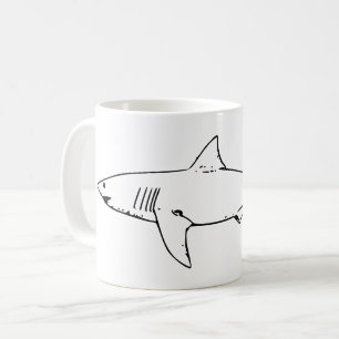 Rutschen um einfaches, modernes Schwarz-Weiß-Hai Kaffeetasse