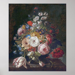 Ruysch - Bouquet von Blume in einer Glasvase Poster