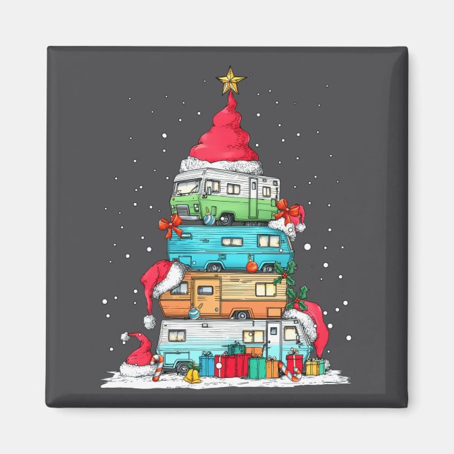 Rv Camng Camper Travel Vacation Christmas Tree Xma Magnet (Vorne)