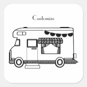 RV Camper Caravan Thunder_Cove Quadratischer Aufkleber