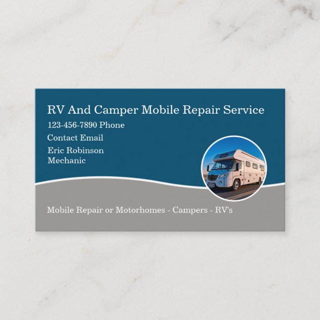 RV Camper Reparaturservice für mobile Geräte - Neu Visitenkarte (Vorderseite)