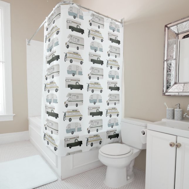 RV Campervan vanlife Motorhome Anhänger CUSTOMIZE Duschvorhang (Beispiel)