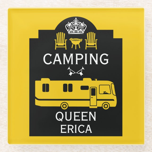 RV Camping Queen USA Glasuntersetzer (Vorderseite)